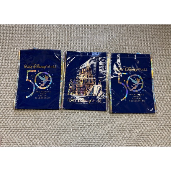 Disney Other - Disney World‎ 50th Anniversary Reusable Tote Bag Lot of 3 Tinker Bell Castle new